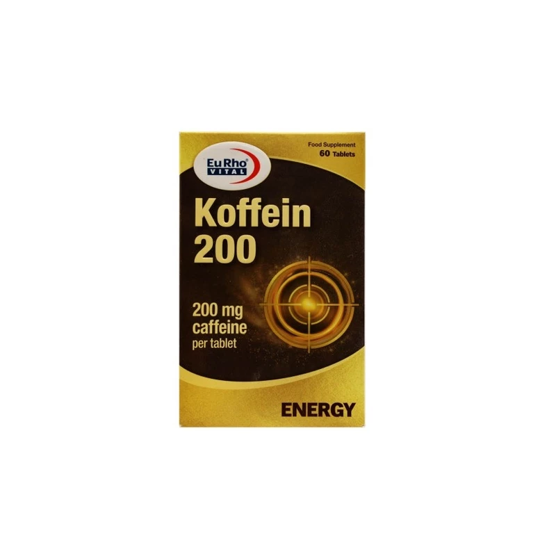 قرص کافئین یوروویتال 200 میلی‌گرم بسته 60 عددی