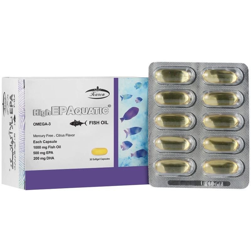 کپسول روغن ماهی حاوی EPA بالا آکواتیک کارن بسته 30 عددی